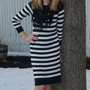 Body-Con Midi Striped Sweater Dress